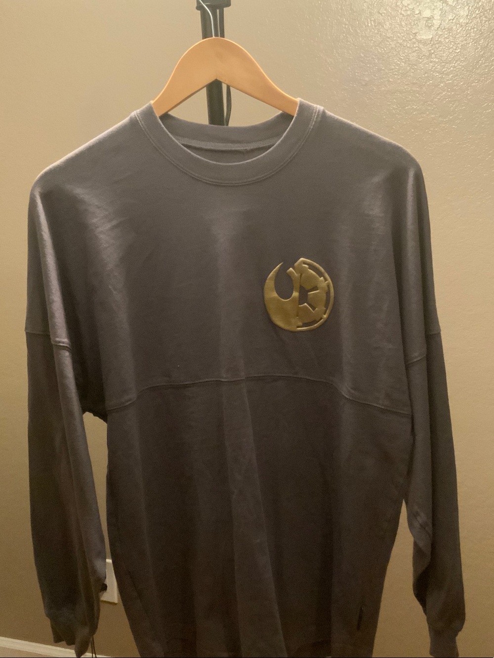 Men's Dark Gray Crewneck Sweatshirt with Gold Emblem